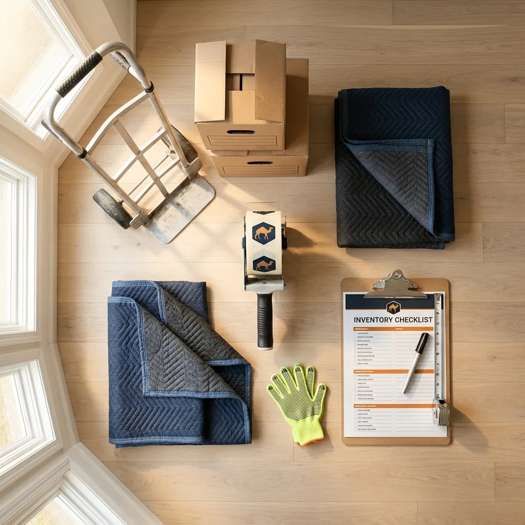 Professional moving supplies and packing materials layout for Skiatook residential relocations